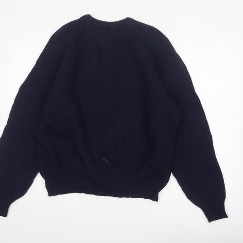 Hornes Women Blue M Chunky Knit Raglan Crew Neck Jumper