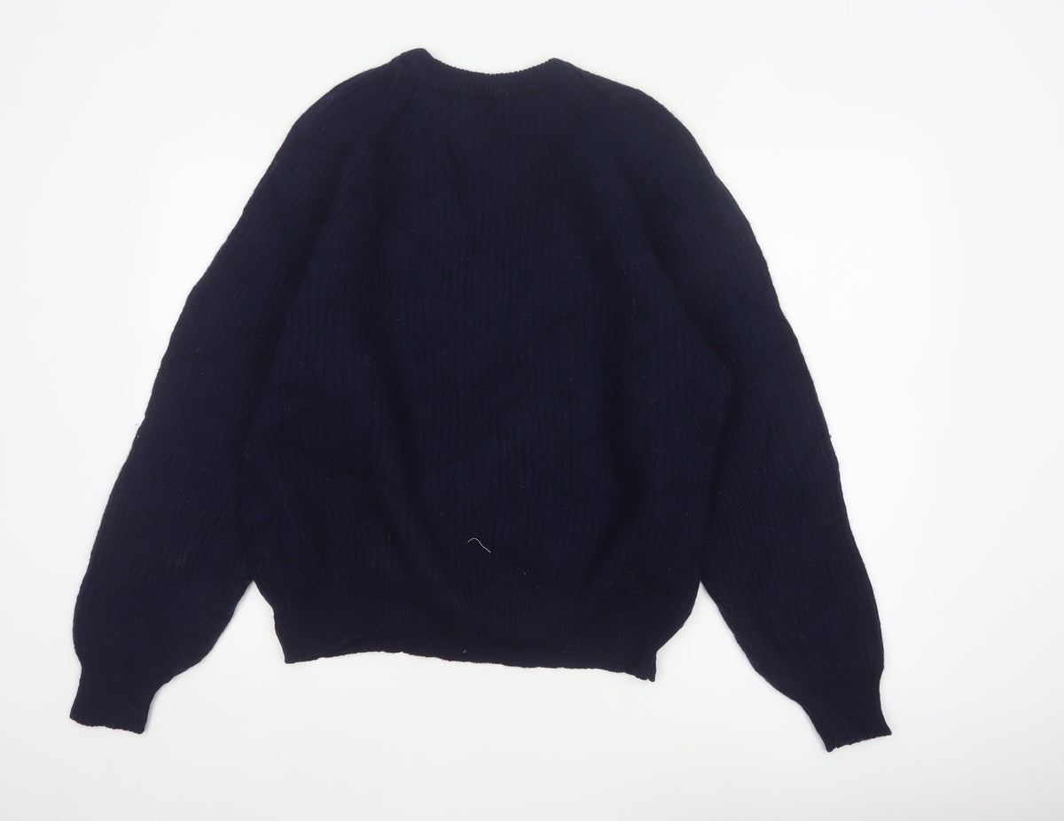 Hornes Women Blue M Chunky Knit Raglan Crew Neck Jumper