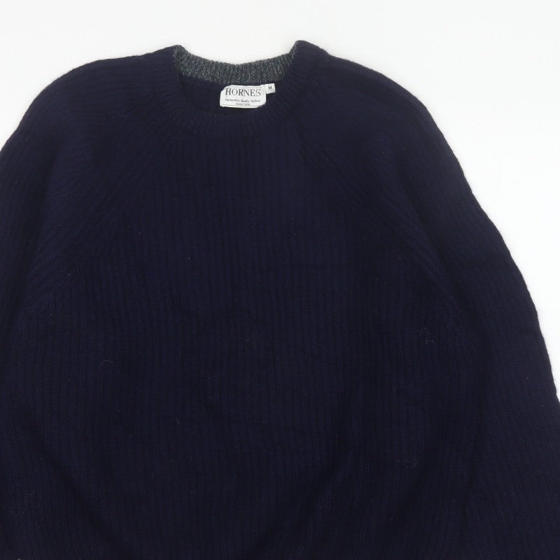 Hornes Women Blue M Chunky Knit Raglan Crew Neck Jumper