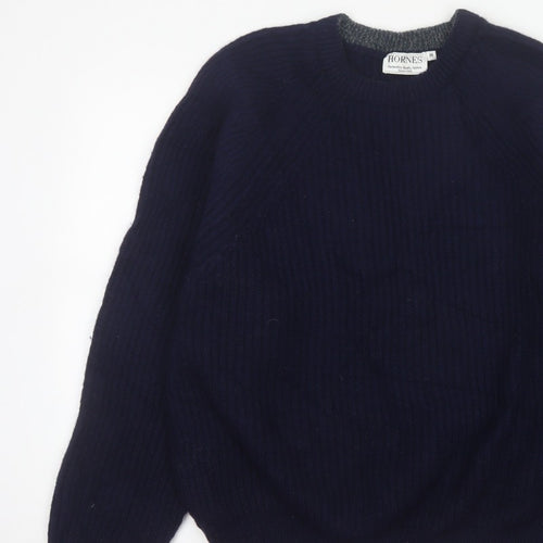 Hornes Women Blue M Chunky Knit Raglan Crew Neck Jumper