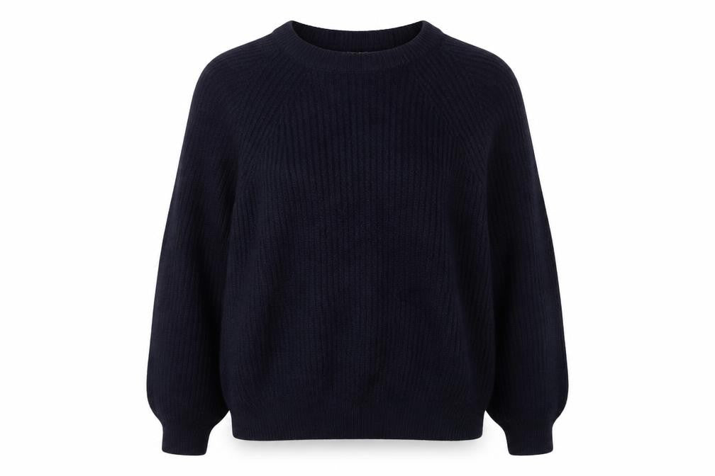 Hornes Women Blue M Chunky Knit Raglan Crew Neck Jumper