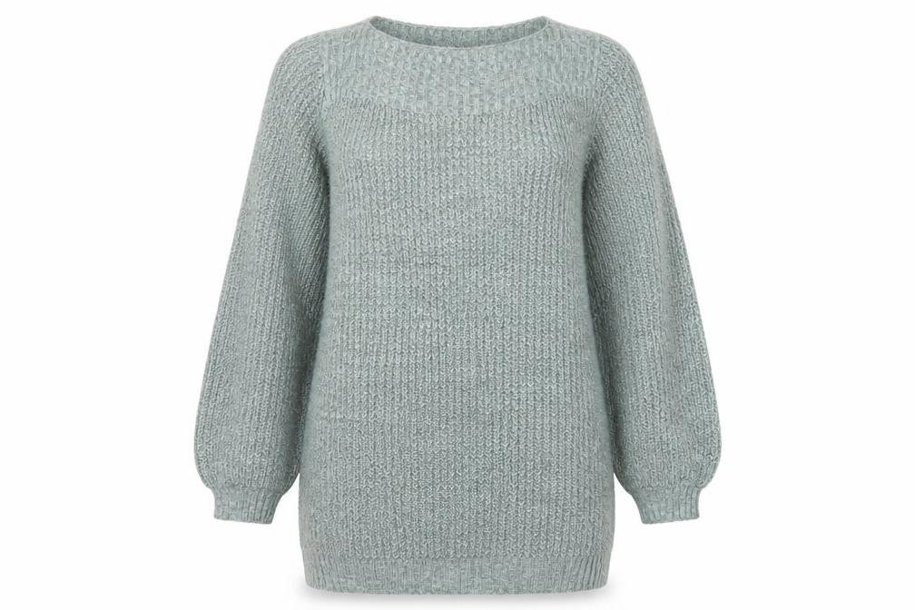 Front view of JDY Women Green M Oversized Chunky Knit Balloon Sleeve jumper