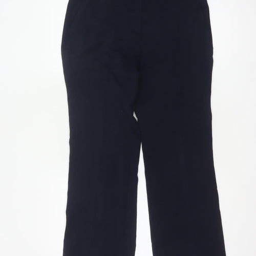 Marks and Spencer Women Navy UK 10 Long Flared Tailored Trousers