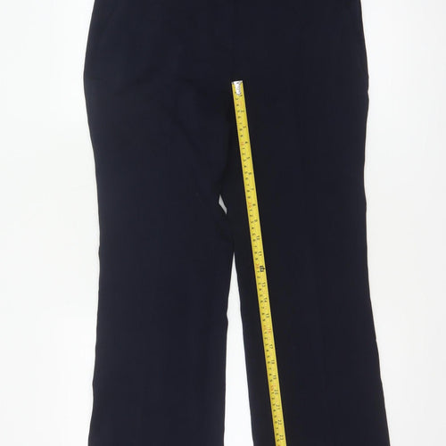 Marks and Spencer Women Navy UK 10 Long Flared Tailored Trousers