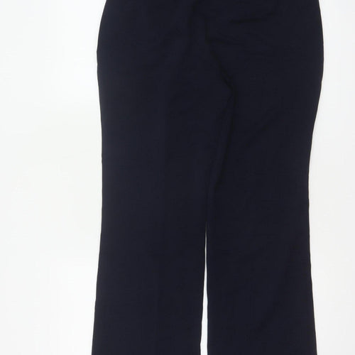 Marks and Spencer Women Navy UK 10 Long Flared Tailored Trousers