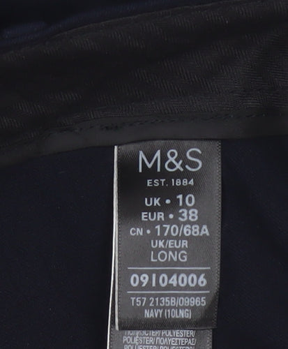 Marks and Spencer Women Navy UK 10 Long Flared Tailored Trousers