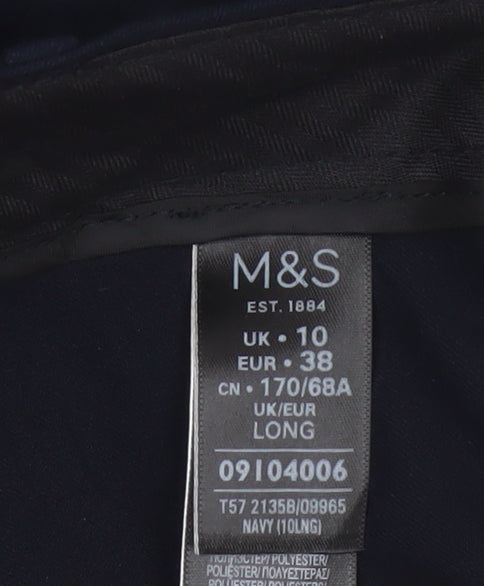 Marks and Spencer Women Navy UK 10 Long Flared Tailored Trousers