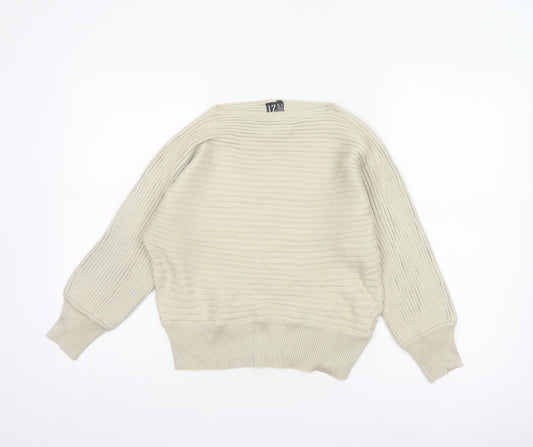 Izabel London Women Beige Size 10 Rib Knit Dolman Sleeve Jumper