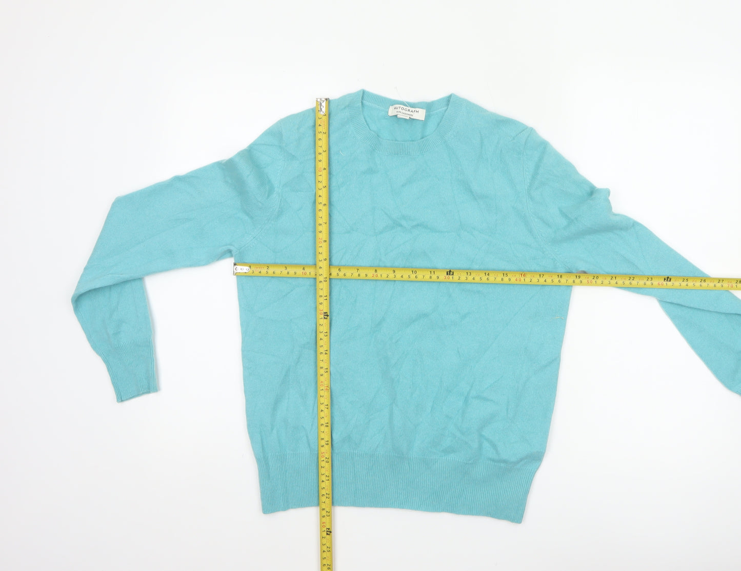 Autograph Women Blue UK 12 Pure Cashmere Crew Neck Pullover Jumper