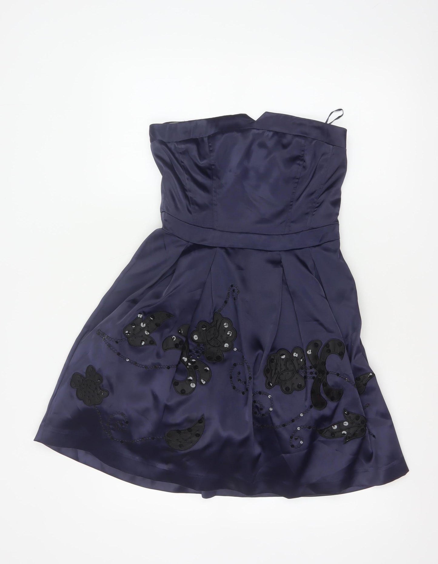 Vila Clothes Women Blue S Strapless Fit & Flare Sequin Party Dress