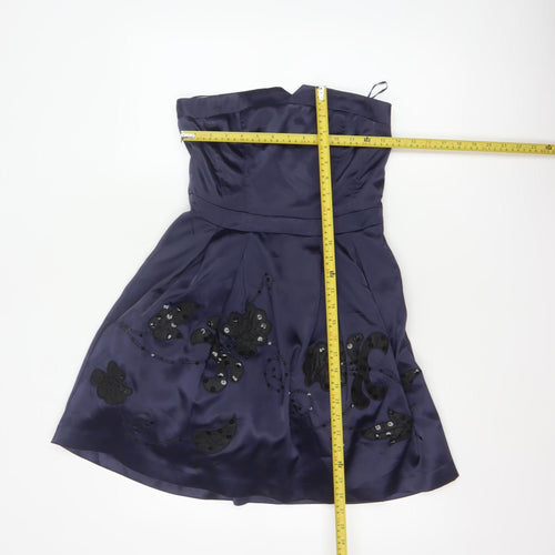 Vila Clothes Women Blue S Strapless Fit & Flare Sequin Party Dress