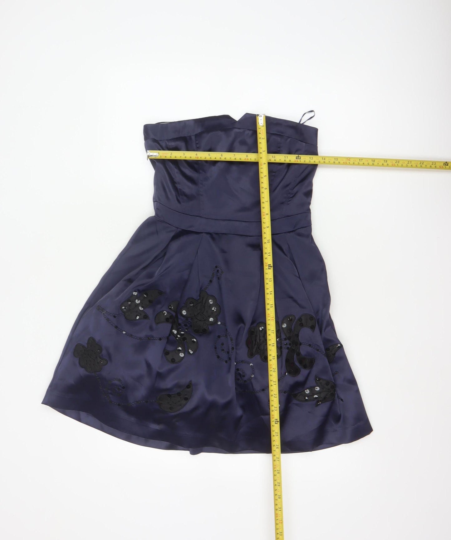 Vila Clothes Women Blue S Strapless Fit & Flare Sequin Party Dress