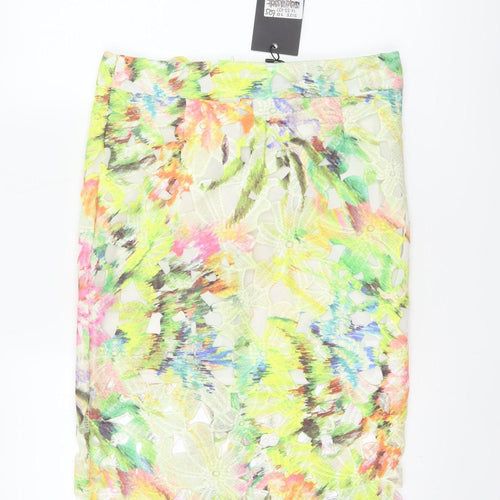 Opus London Women Multicoloured UK 10 Floral Lace Pencil Midi Skirt
