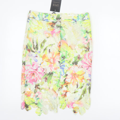 Opus London Women Multicoloured UK 10 Floral Lace Pencil Midi Skirt