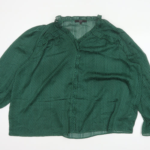 Next Women’s Green Check Sheer Ruffle Blouse Size 22 Plus