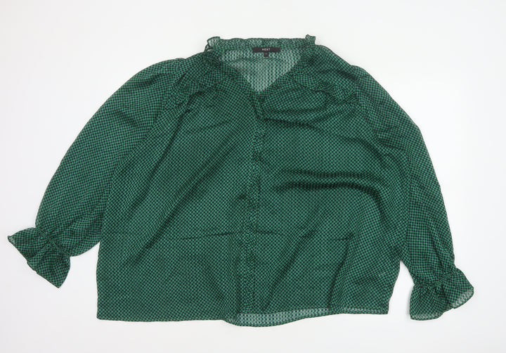 Next Women’s Green Check Sheer Ruffle Blouse Size 22 Plus