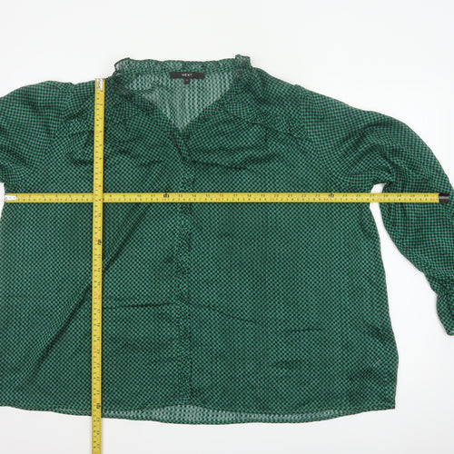 Next Women’s Green Check Sheer Ruffle Blouse Size 22 Plus
