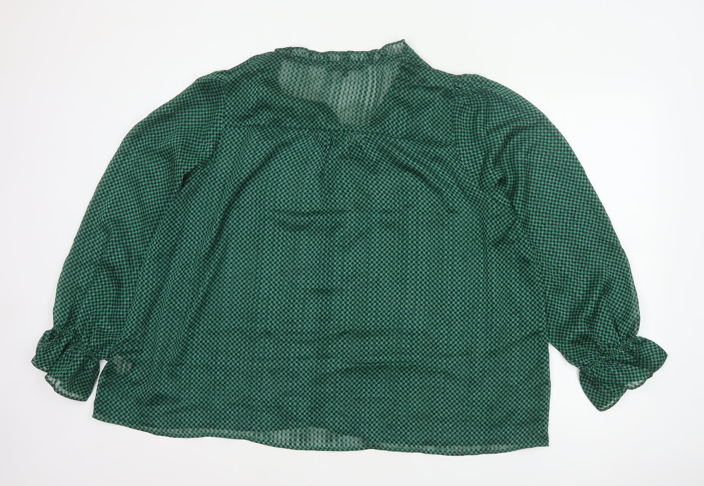 Next Women’s Green Check Sheer Ruffle Blouse Size 22 Plus