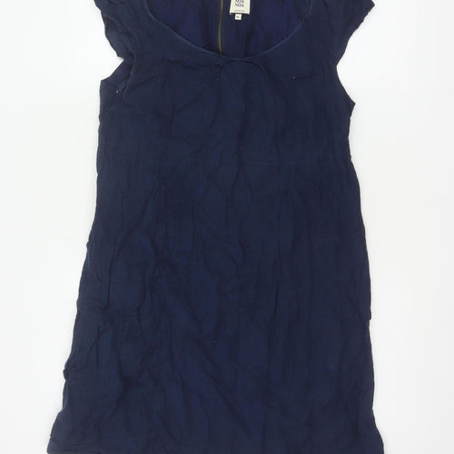Noa Noa Women’s Blue XL Knee Length Shift Dress Ruffle Cap Sleeves