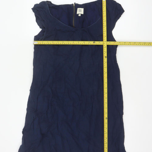 Noa Noa Women’s Blue XL Knee Length Shift Dress Ruffle Cap Sleeves