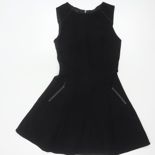 Oasis Women Black UK 8 Fit & Flare Knee Length Zip Pocket Dress