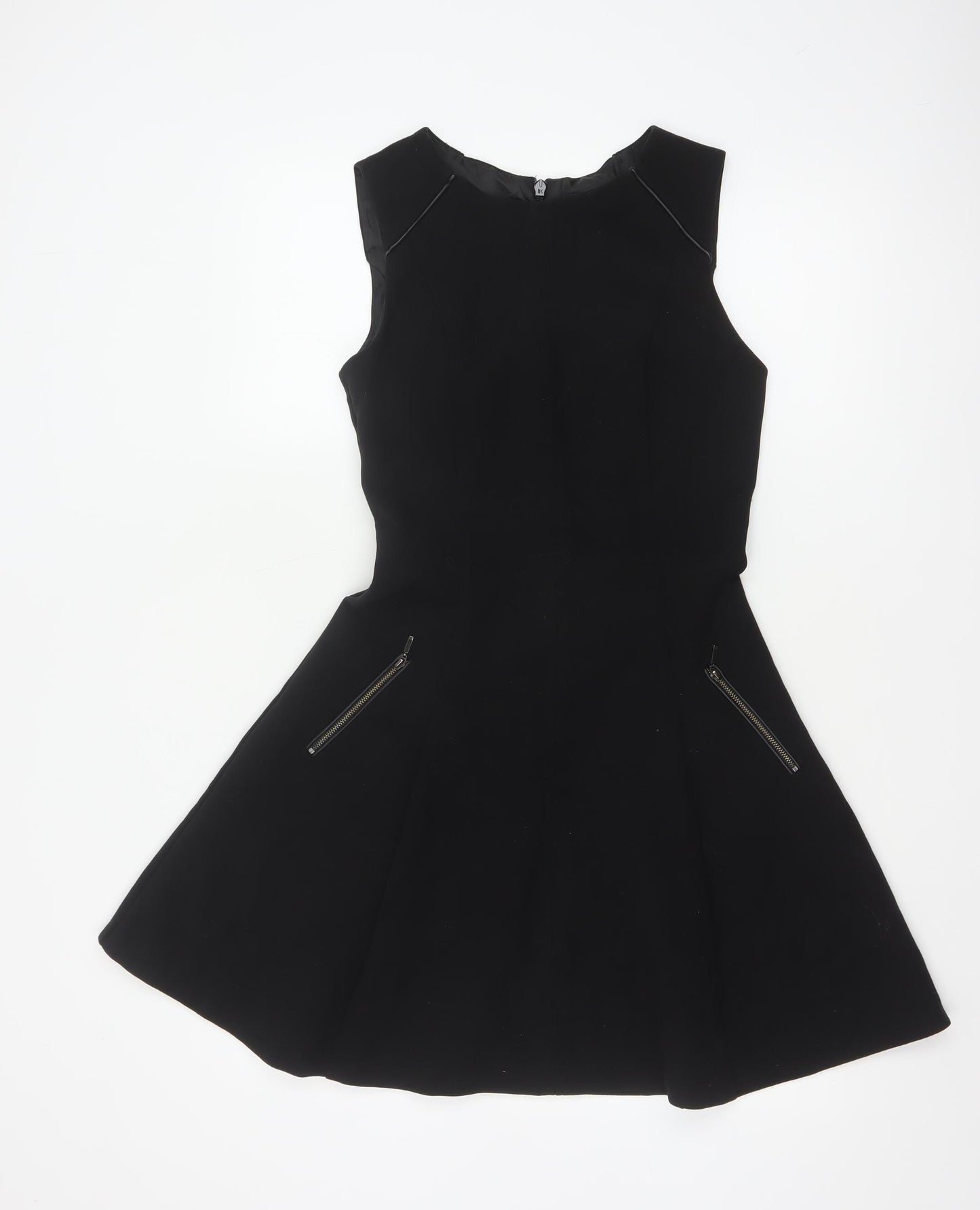 Oasis Women Black UK 8 Fit & Flare Knee Length Zip Pocket Dress