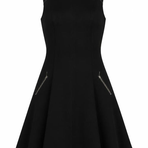 Oasis Women Black UK 8 Fit & Flare Knee Length Zip Pocket Dress