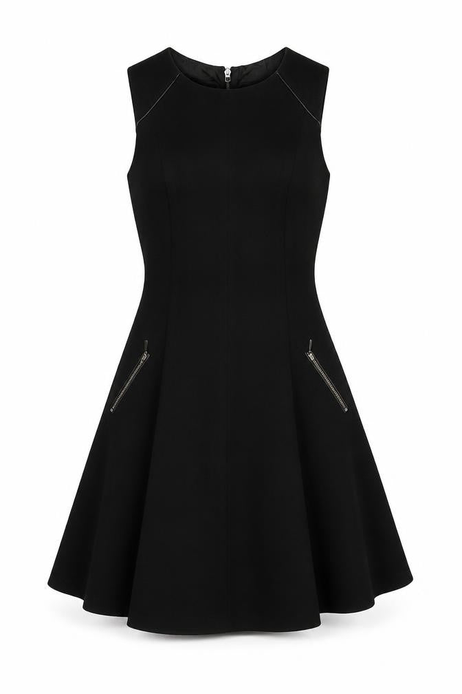 Oasis Women Black UK 8 Fit & Flare Knee Length Zip Pocket Dress