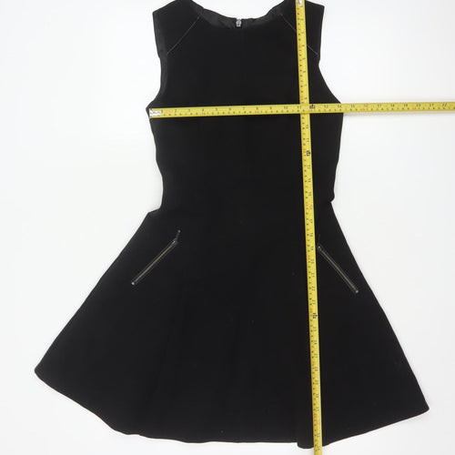 Oasis Women Black UK 8 Fit & Flare Knee Length Zip Pocket Dress