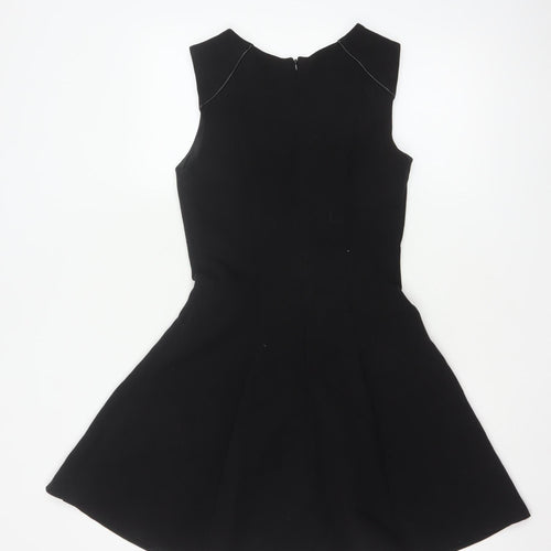 Oasis Women Black UK 8 Fit & Flare Knee Length Zip Pocket Dress