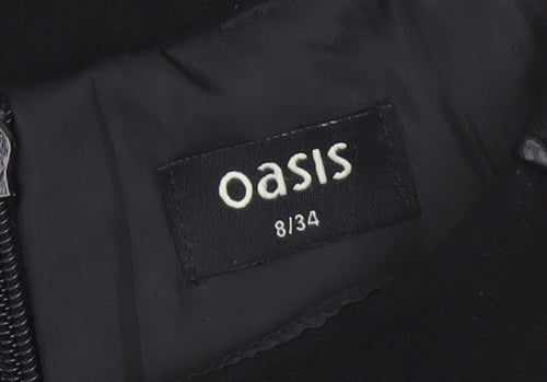 Oasis Women Black UK 8 Fit & Flare Knee Length Zip Pocket Dress