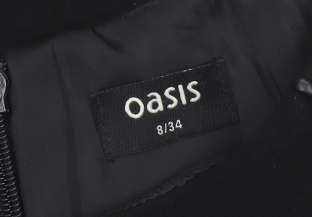 Oasis Women Black UK 8 Fit & Flare Knee Length Zip Pocket Dress