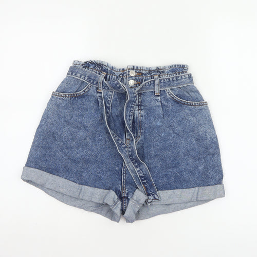 New Look Women’s Blue Denim Paperbag Belted Shorts UK 10 High Rise