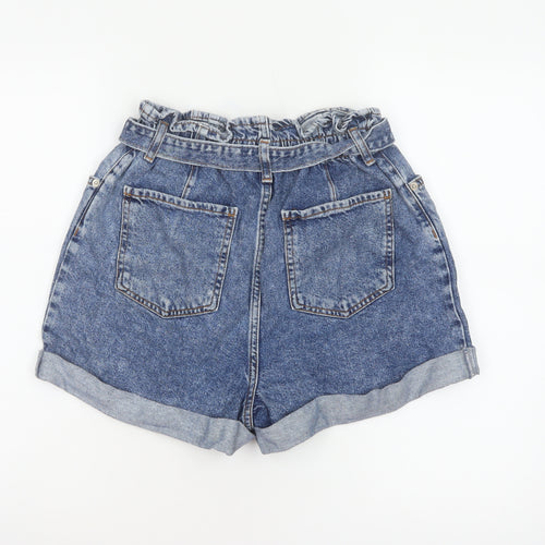 New Look Women’s Blue Denim Paperbag Belted Shorts UK 10 High Rise