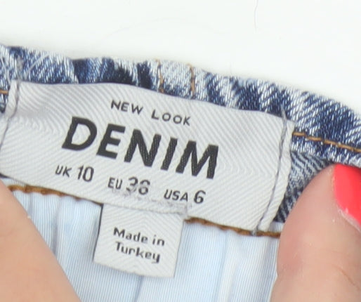 New Look Women’s Blue Denim Paperbag Belted Shorts UK 10 High Rise