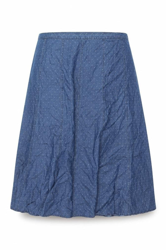 Marks & Spencer Women Blue UK 20 Long A-Line Denim Polka Dot Skirt