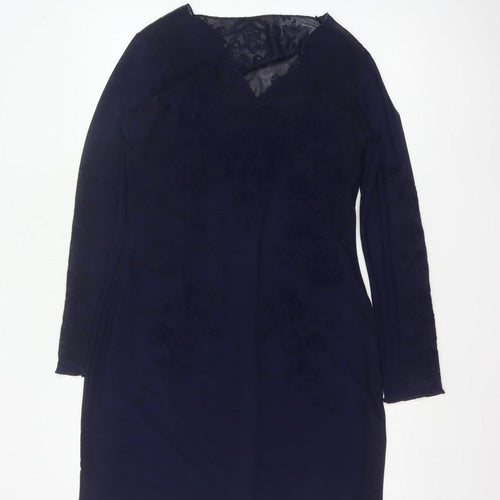 Joe Browns Women Blue UK 12 Sheath Dress Floral Lace V-Neck
