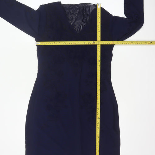 Joe Browns Women Blue UK 12 Sheath Dress Floral Lace V-Neck