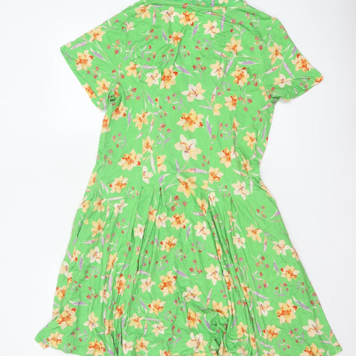 French Connection Women Green Floral Fit & Flare Knee Length Dress M