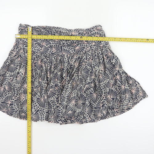 French Connection Women Blue Floral Cotton Skater Mini Skirt UK 10