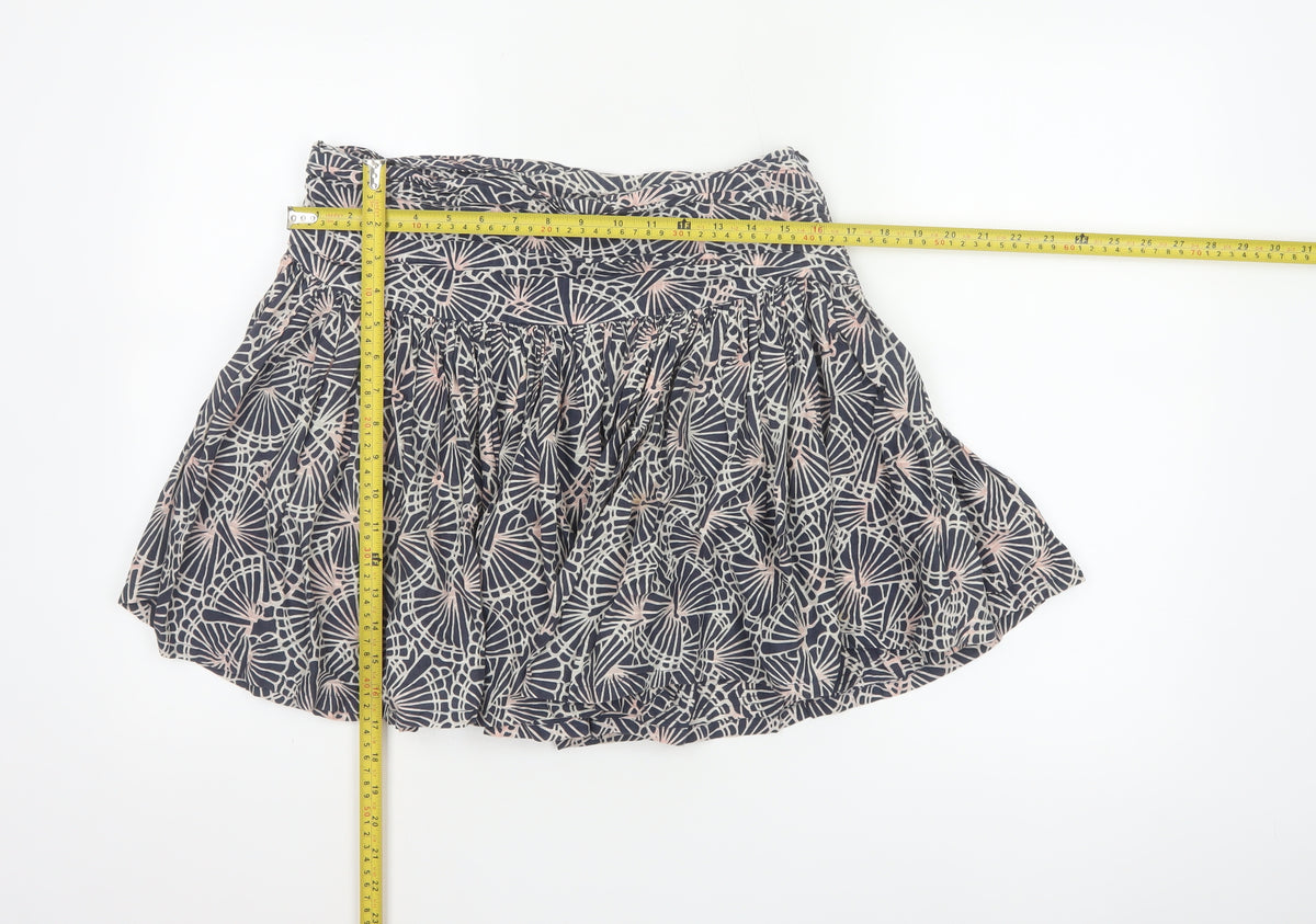 French Connection Women Blue Floral Cotton Skater Mini Skirt UK 10