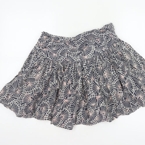 French Connection Women Blue Floral Cotton Skater Mini Skirt UK 10