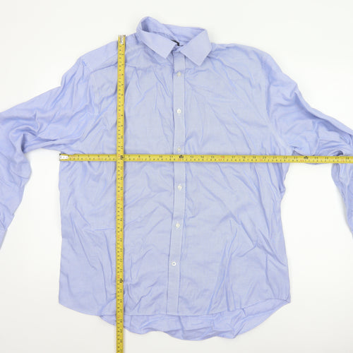 Marks & Spencer Men's Blue 17.5 Regular Fit Non-Iron Cotton Shirt