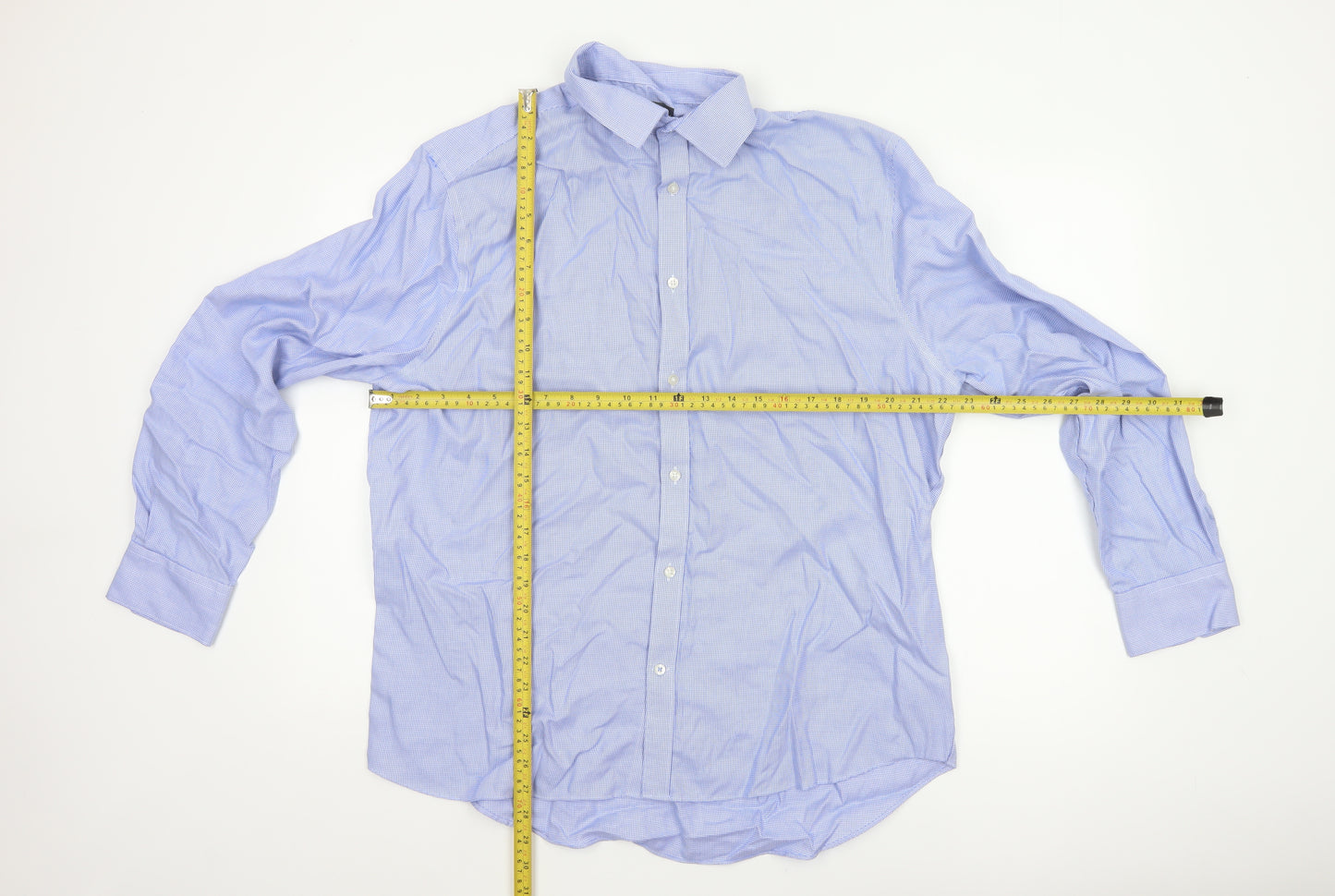 Marks & Spencer Men's Blue 17.5 Regular Fit Non-Iron Cotton Shirt