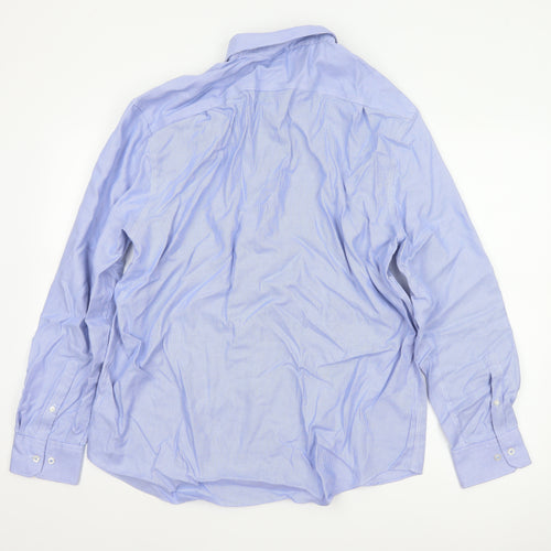 Marks & Spencer Men's Blue 17.5 Regular Fit Non-Iron Cotton Shirt