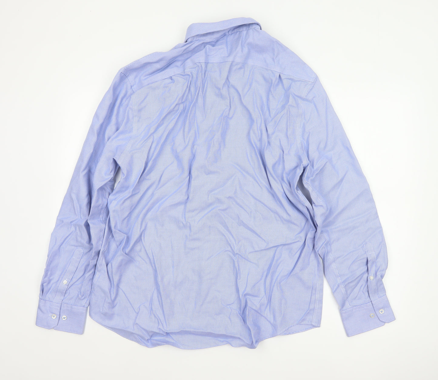 Marks & Spencer Men's Blue 17.5 Regular Fit Non-Iron Cotton Shirt