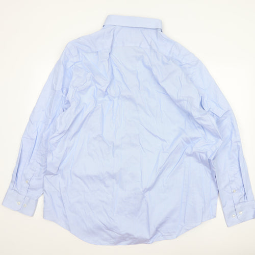 Marks and Spencer Men's Blue 19in Regular Fit Non-Iron Striped Shirt