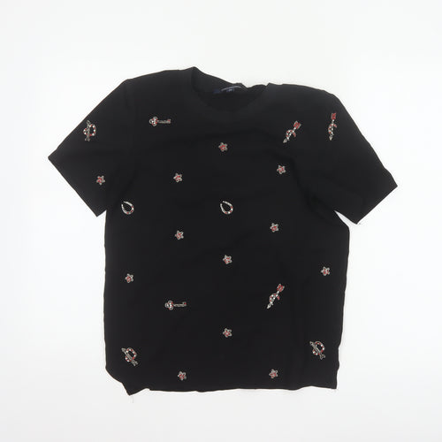 French Connection Women’s Black XS Embellished Crew Neck T-Shirt