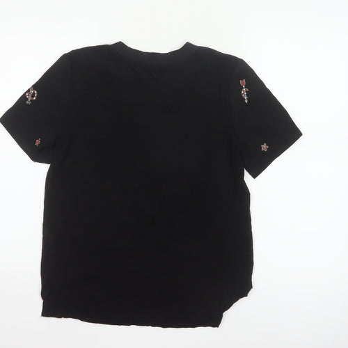 French Connection Women’s Black XS Embellished Crew Neck T-Shirt