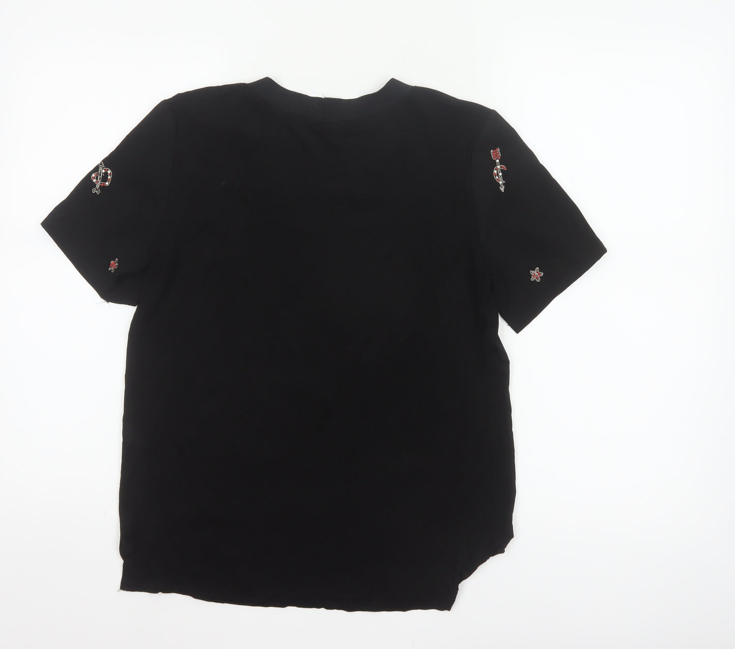French Connection Women’s Black XS Embellished Crew Neck T-Shirt